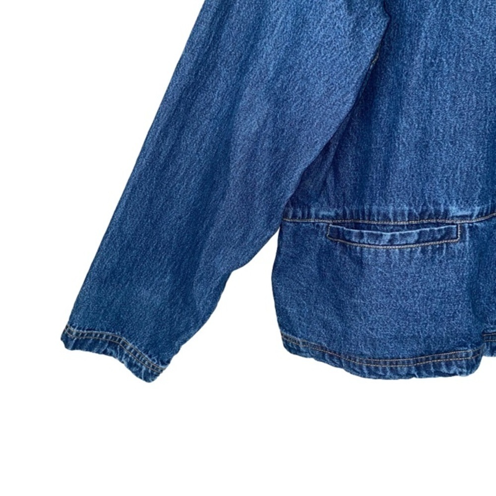 CARRIE ALLEN Denim Jacket Vintage Beaded Suede Long Sleeve Blue/Tan Women Size L - Picture 5 of 14